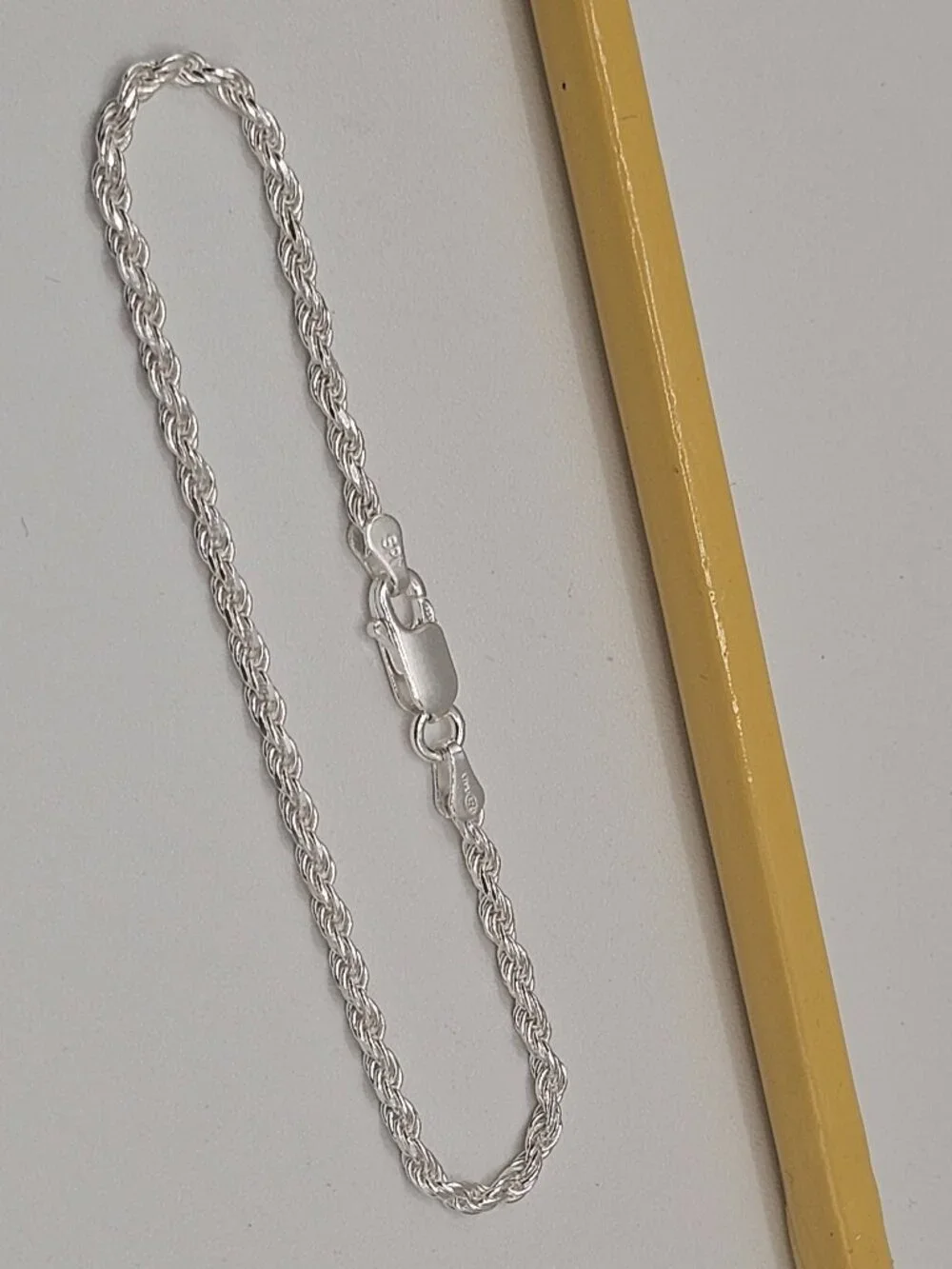 Sterling Silver 925 High Polished Diamond Cut Rope Bracelet 2.5mm 7 inches